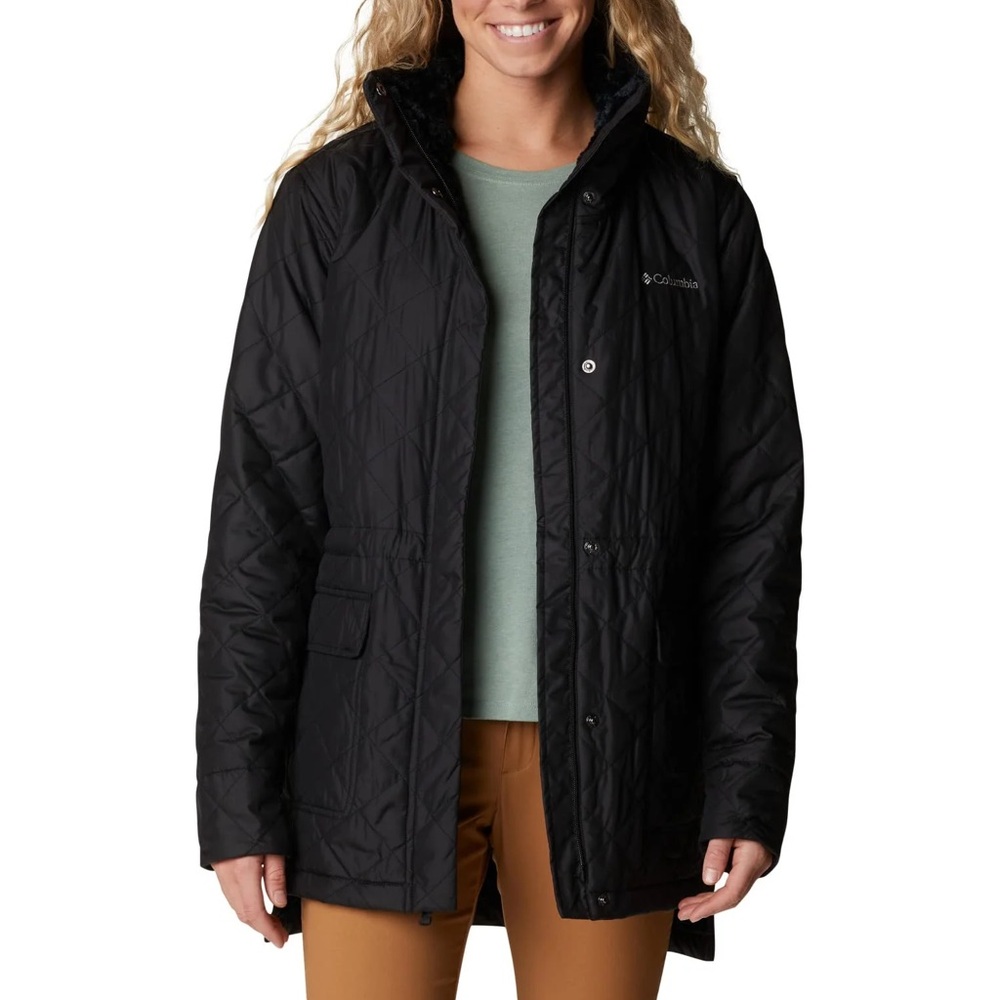 Columbia Black Copper Crest Insulated Fleece Novelty Jacket Coat Women S Winter